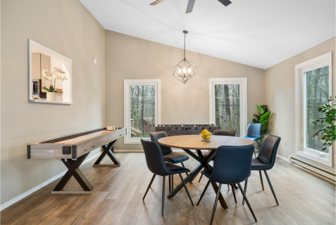 A room with a table and a pool table AI-generated content may be incorrect., Picture